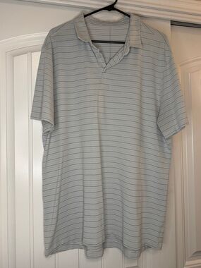 lululemon athletica Light Gray Striped Polo